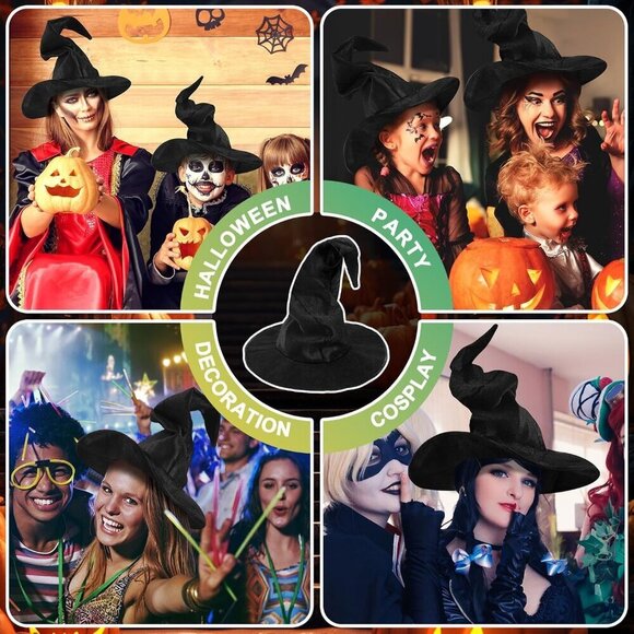 Halloween Witch Hat Adult Costume Accessories Pointed Wide Brim lightweight
